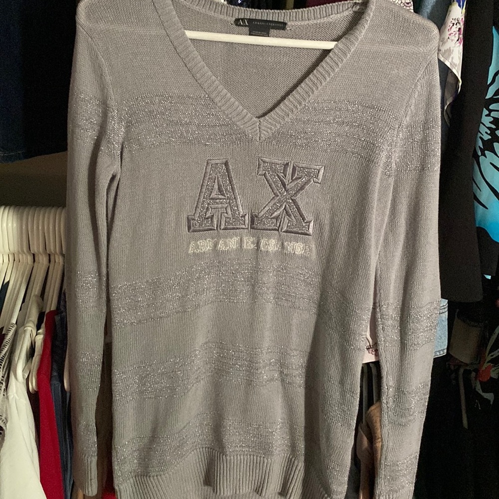 V Neck Armani Exchange Sweater in Grey
